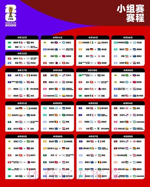 2026世界杯小组赛赛程详细